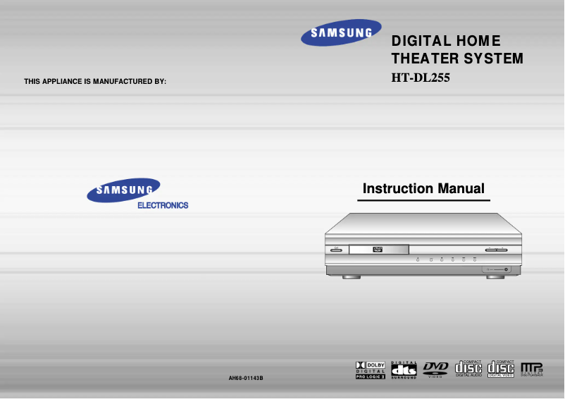 Page 1 de la notice Manuel utilisateur Samsung HT-DL255