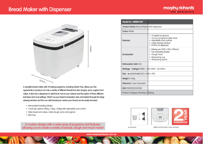 Image de la première page du manuel de l'appareil MRBRD13W
