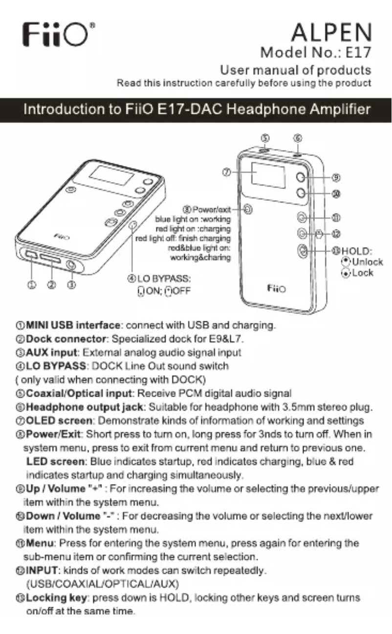 Image de la première page du manuel de l'appareil E17