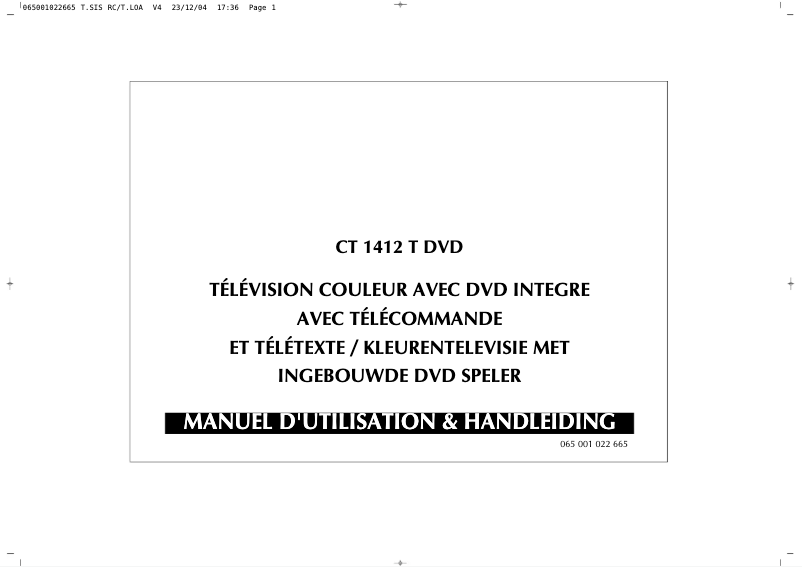 Page n°1 - Manuel utilisateur Finlux CT1412T DVD