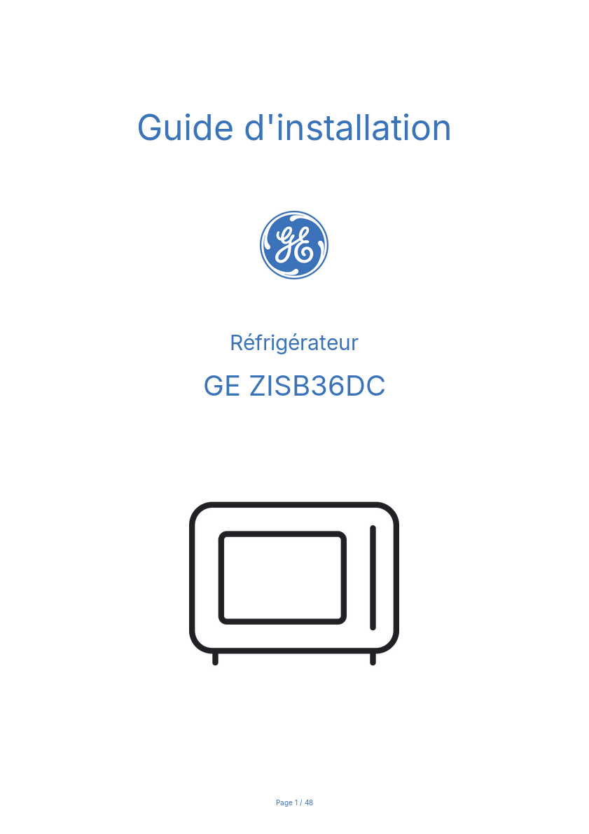 Image de la première page du manuel de l'appareil ZISB36DC