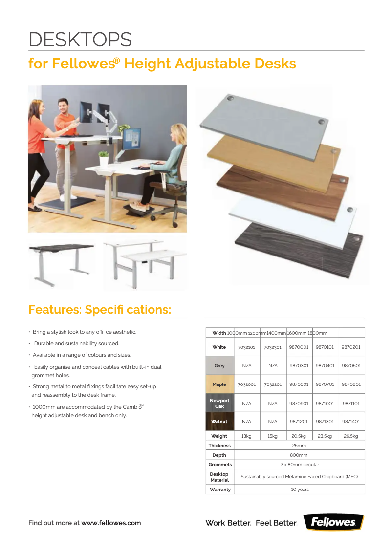 Page n°1 - Fiche technique Fellowes Desktop