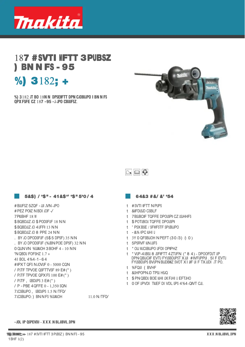 Page 1 de la notice Fiche technique Makita DHR182ZJ
