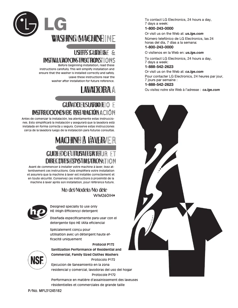 Page n°1 - Manuel utilisateur LG WM2601HR