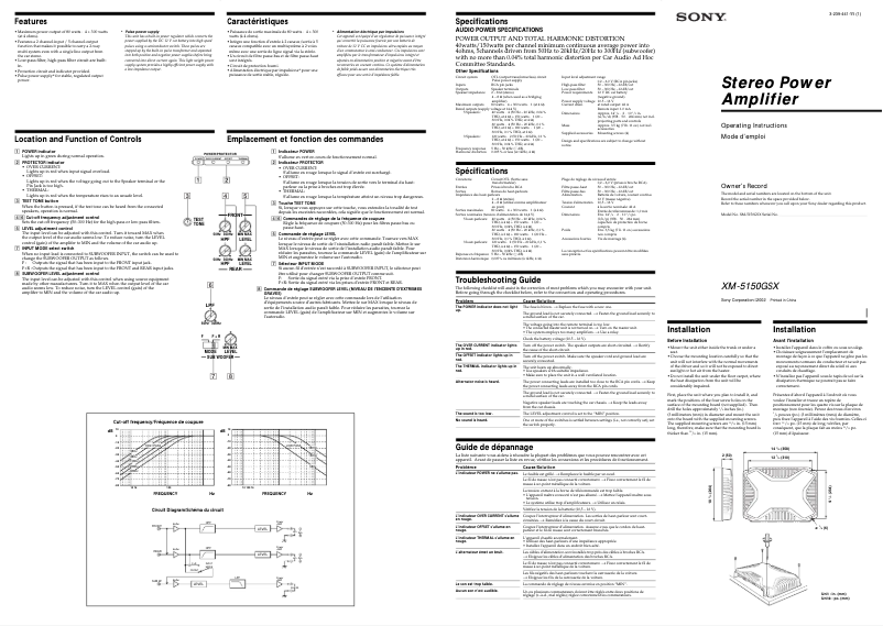 Página 1 del manual Manual de usuario Sony XM-5150GSX