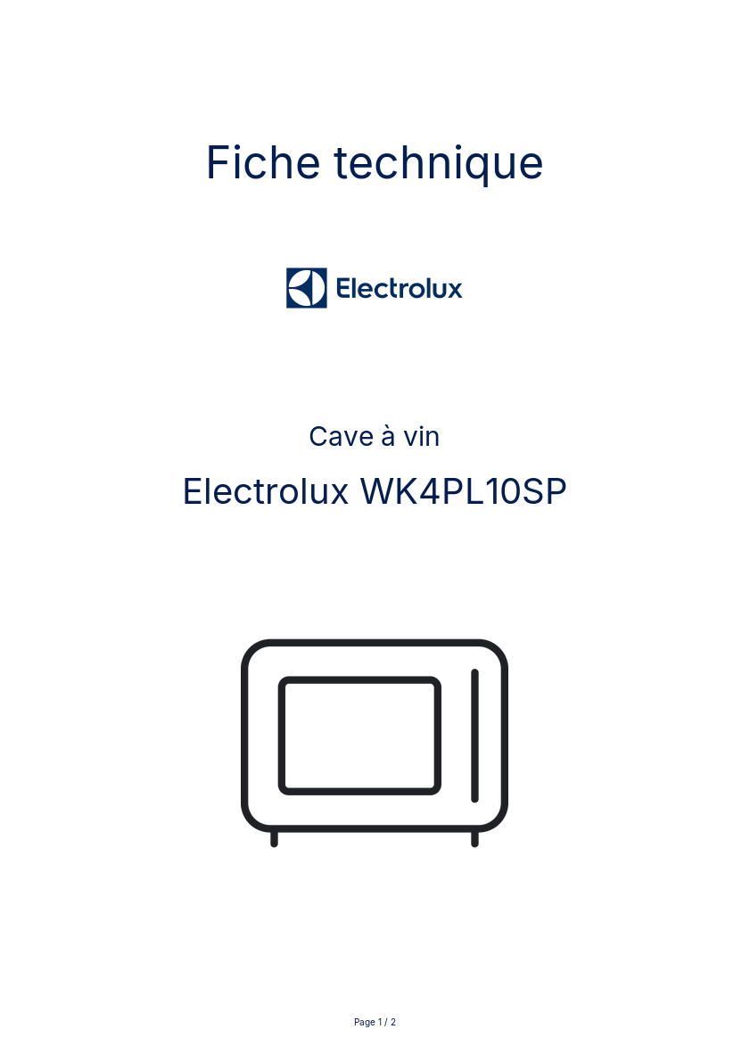Image de la première page du manuel de l'appareil WK4PL10SP