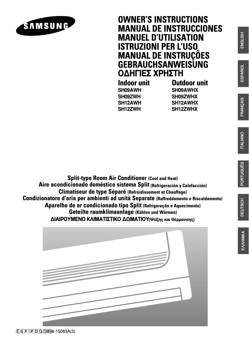 Page 1 de la notice Manuel utilisateur Samsung SH09ZWHX