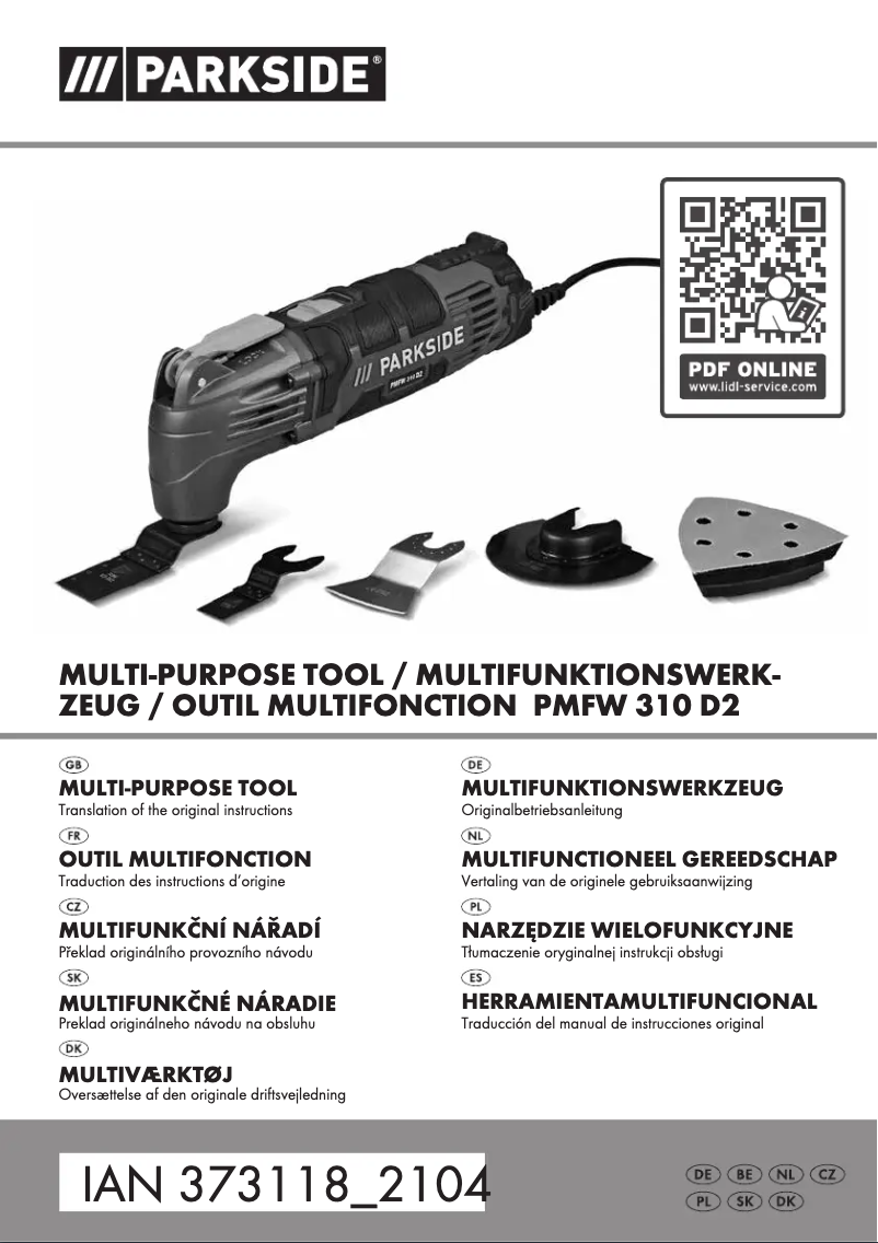 Page n°1 - Manuel utilisateur Parkside PMFW 310 D2