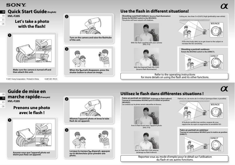Page 1 de la notice Guide d'installation Sony HVL-F20S