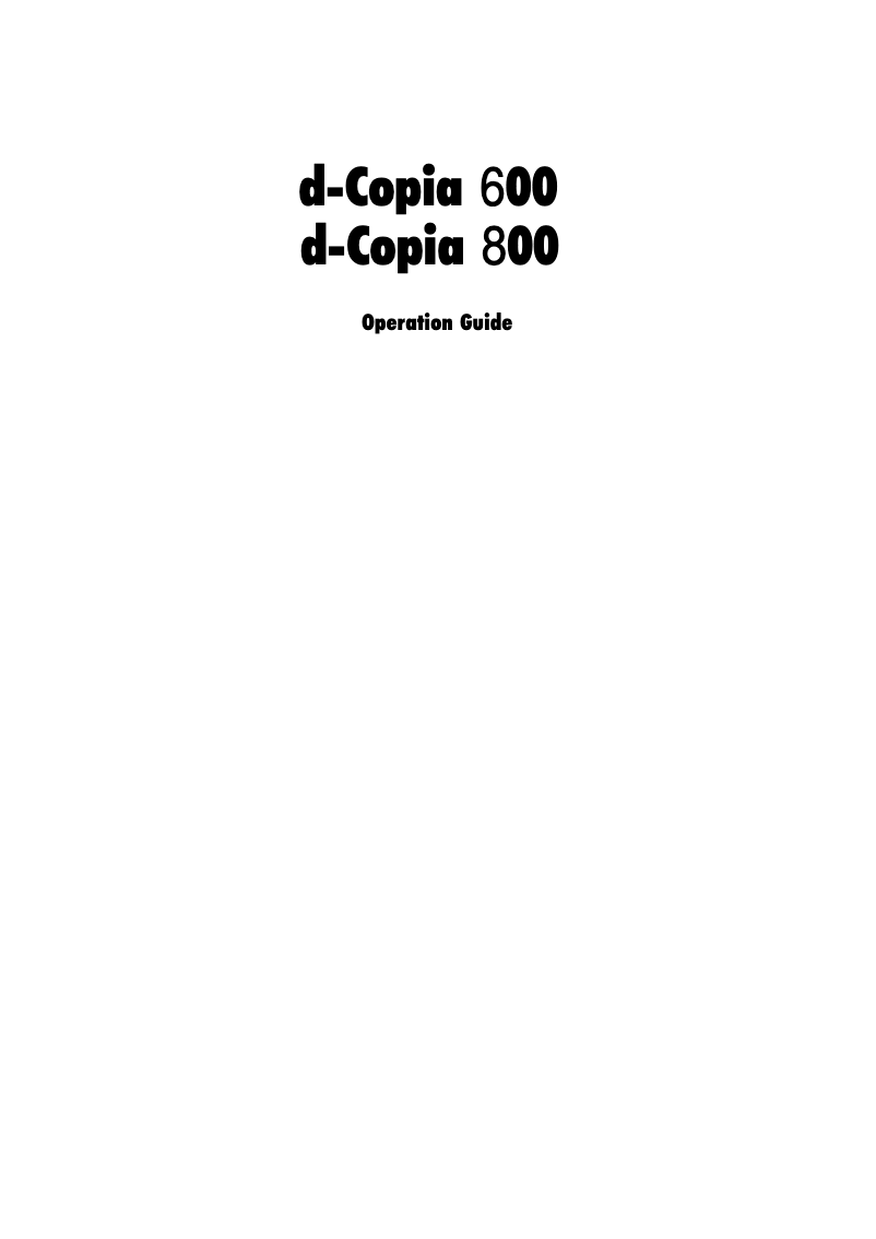 Image de la première page du manuel de l'appareil d-Copia 800