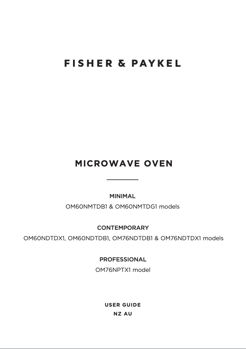 Page 1 de la notice Manuel utilisateur Fisher & Paykel OM76NPTX1