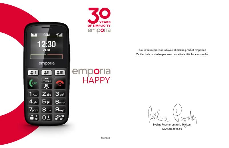 Page 1 de la notice Manuel utilisateur Emporia Happy