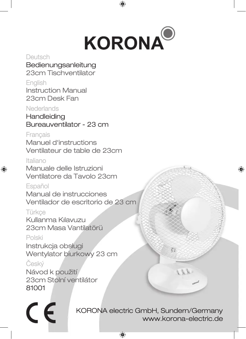 Page n°1 - Manuel utilisateur Korona 81001