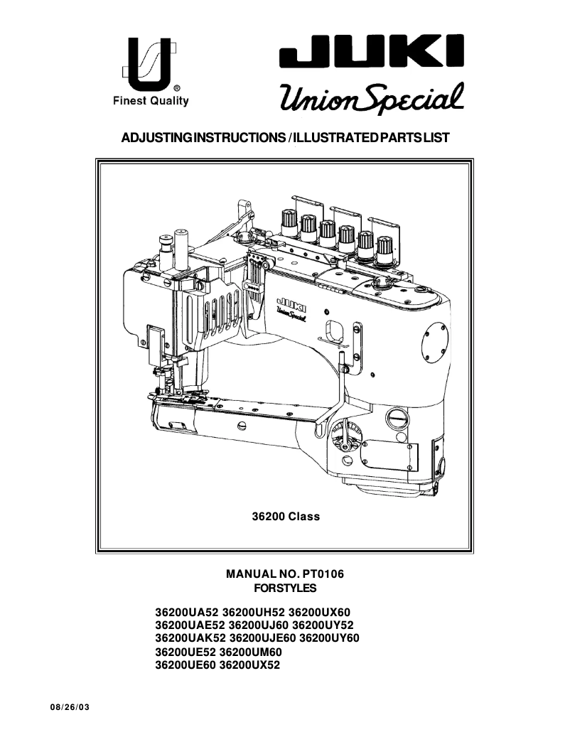 Page n°1 - Manuel utilisateur Union Special 36200UA52