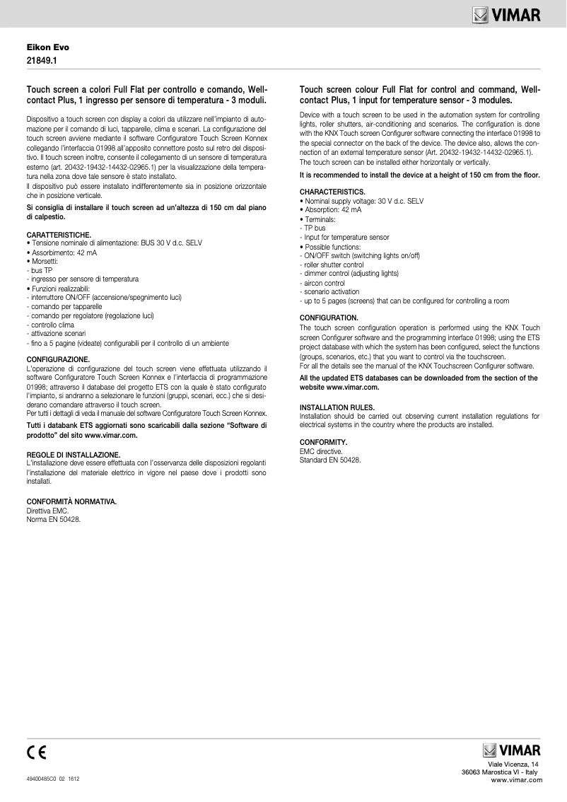 Image de la première page du manuel de l'appareil 21849.1.BN