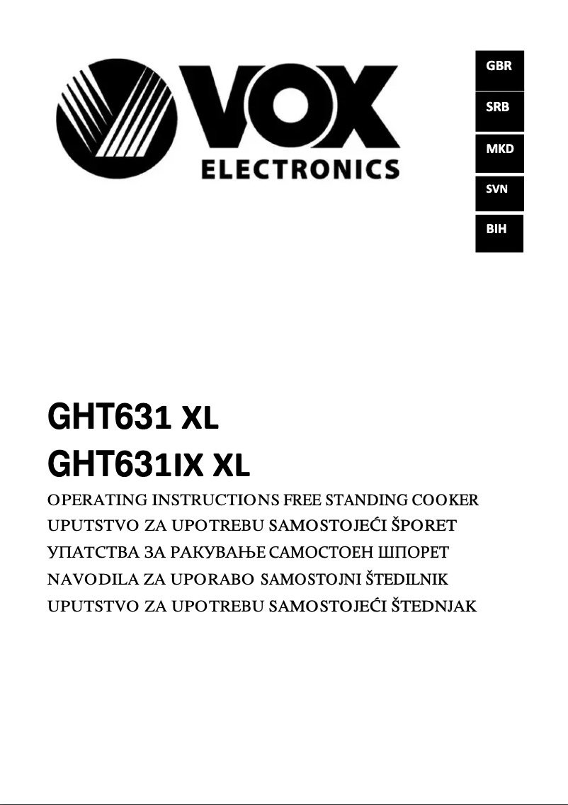 Page 1 de la notice Manuel utilisateur VOX GHT631IXXL