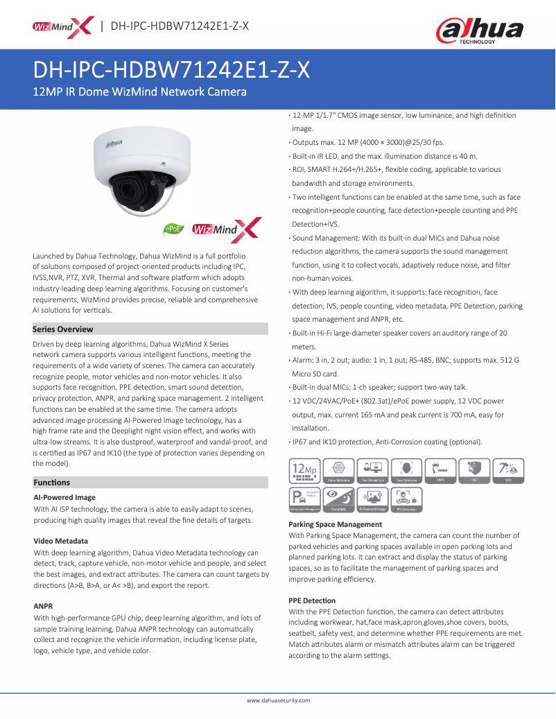 Image de la première page du manuel de l'appareil WizMind IPC-HDBW71242E1-Z-X