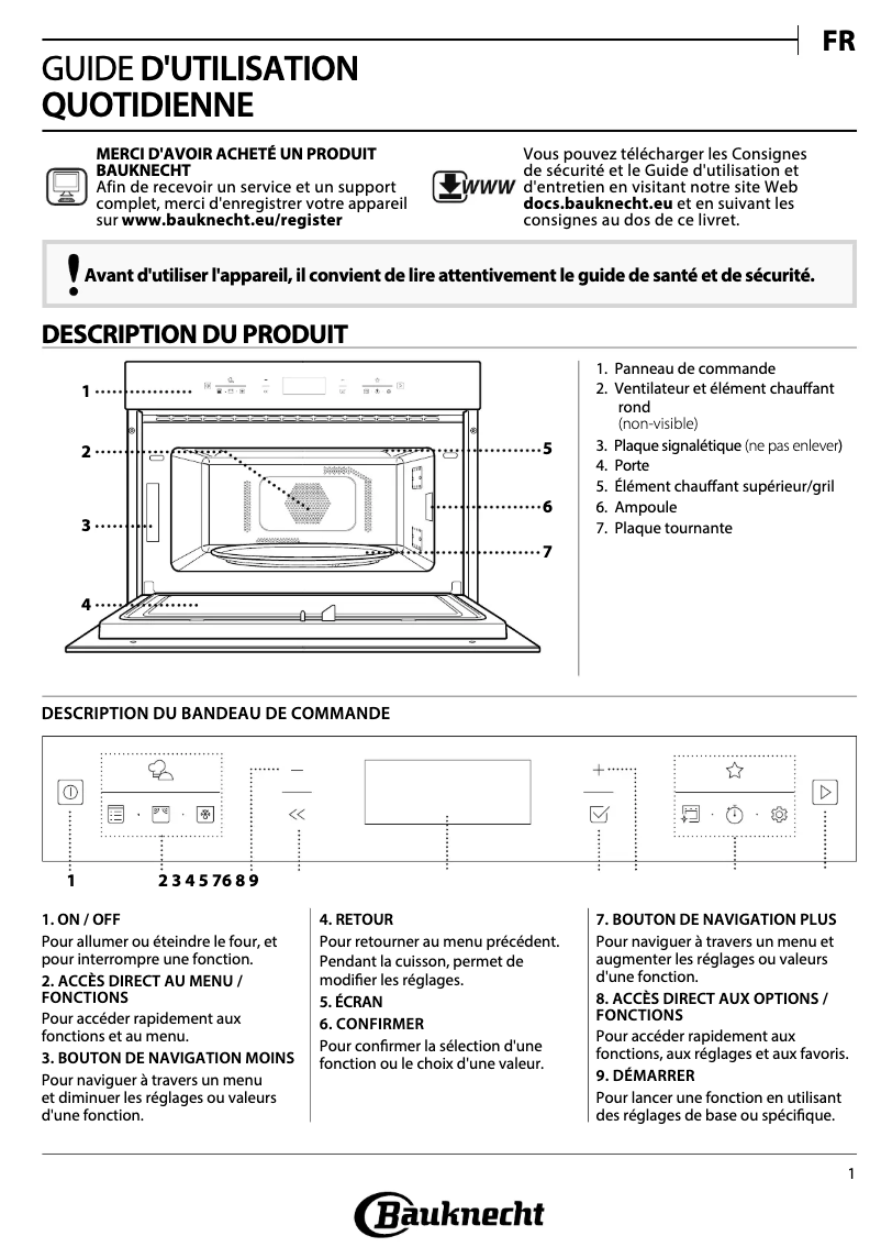 Page 1 de la notice Manuel utilisateur Bauknecht EMDK7 CT638 PT
