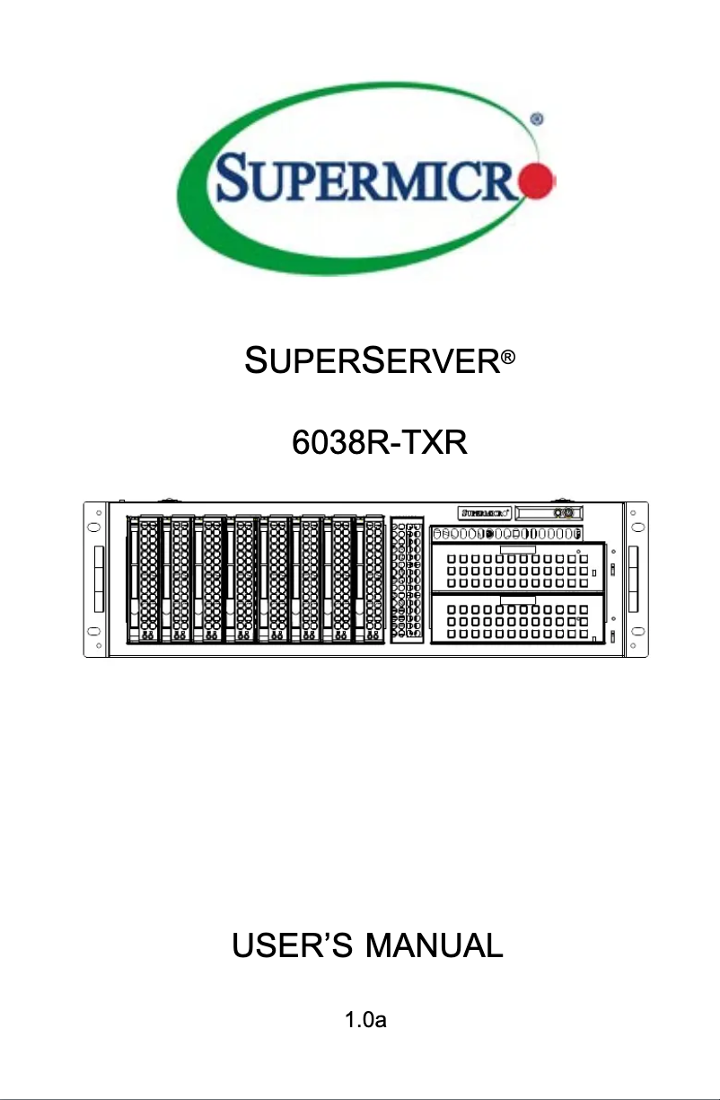 Page 1 de la notice Manuel utilisateur Supermicro SuperServer 6038R-TXR