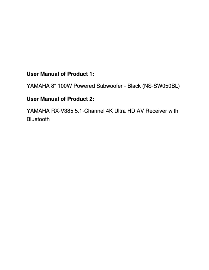 Image de la première page du manuel de l'appareil NS-SW050
