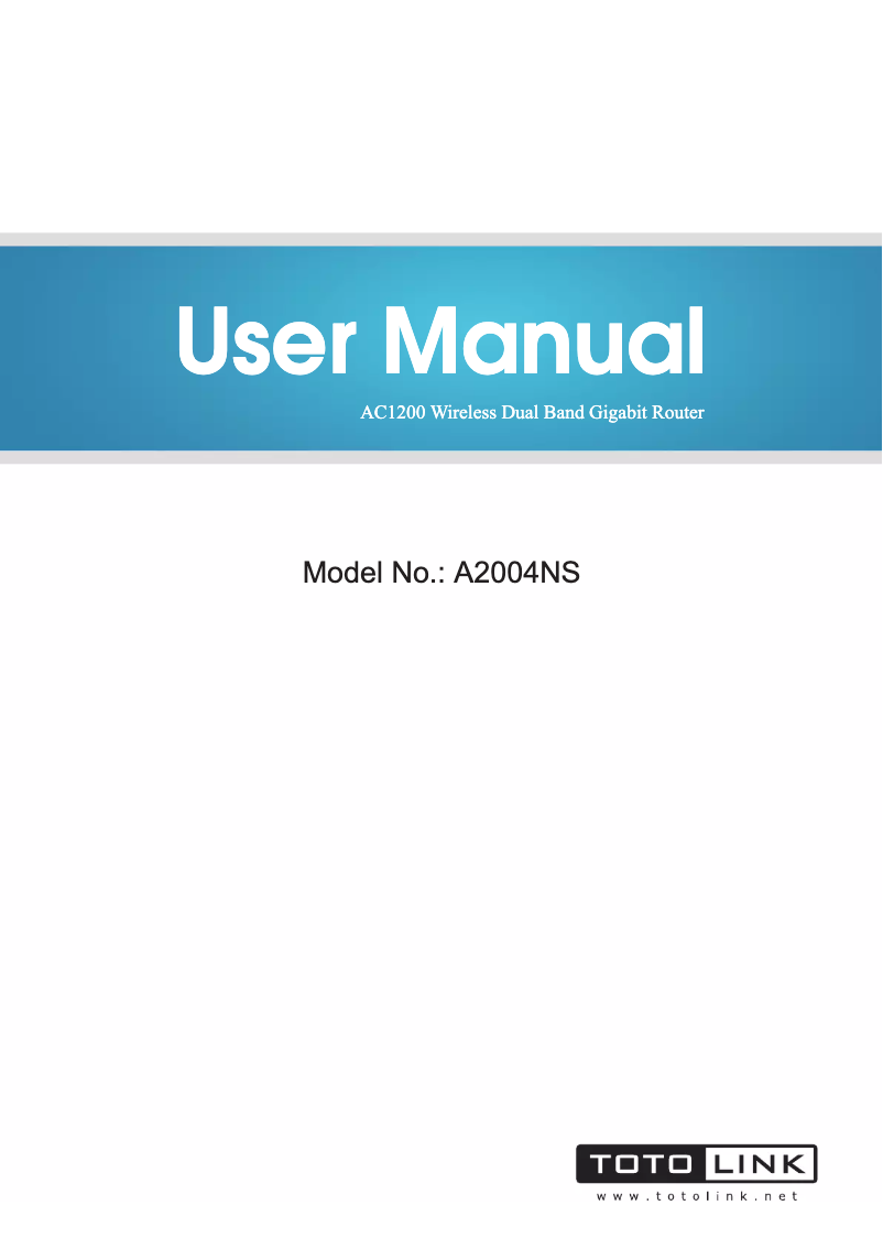 Page n°1 - Manuel utilisateur Totolink A2004NS