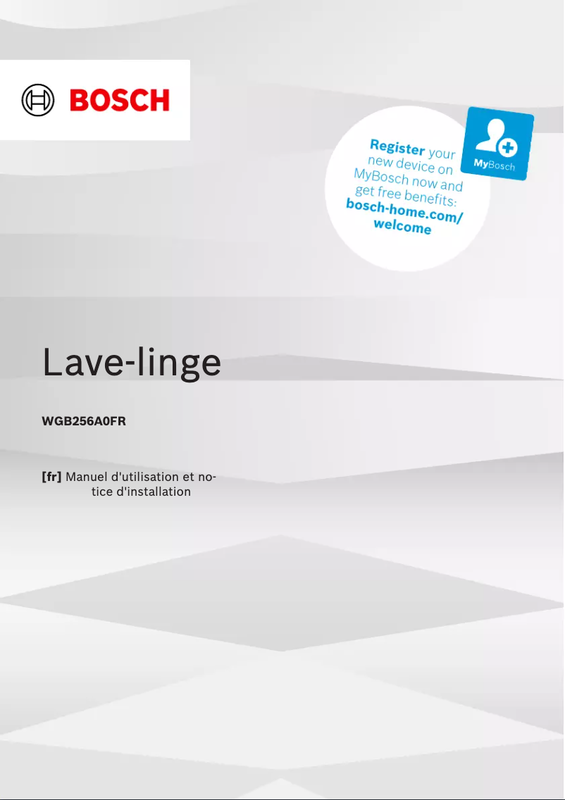 Page 1 de la notice Manuel utilisateur Bosch WGB256A0FR