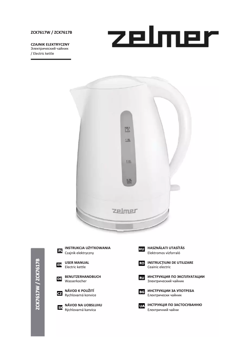 Page 1 de la notice Manuel utilisateur Zelmer ZCK7617W