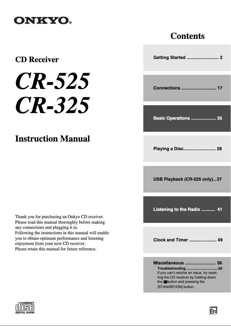 Page n°1 - Manuel utilisateur Onkyo CS-325B