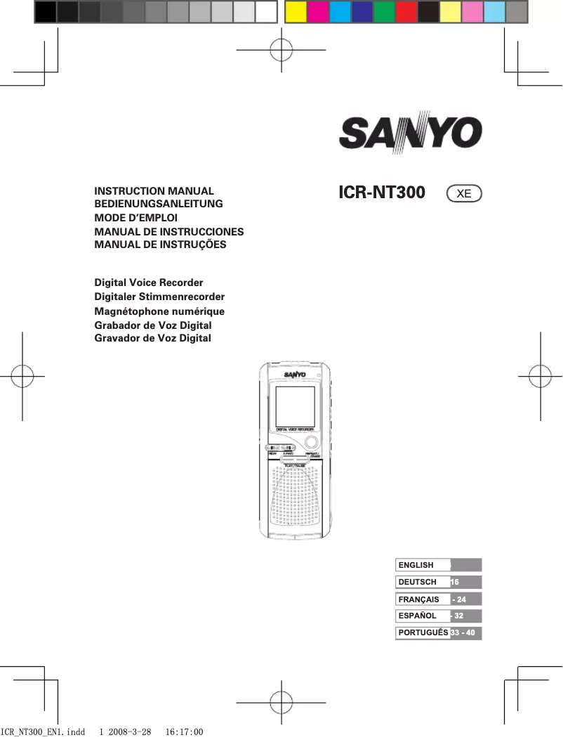 Page 1 de la notice Manuel utilisateur Sanyo ICR-NT300