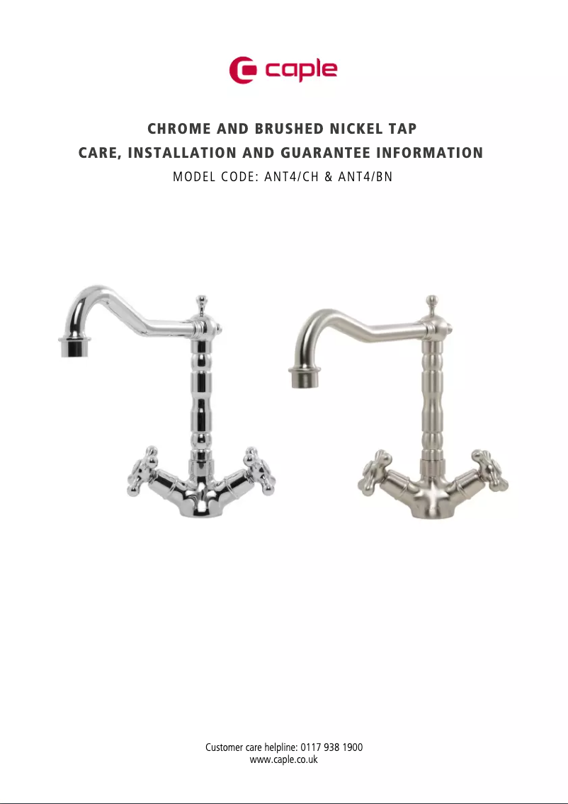 Image de la première page du manuel de l'appareil ANT4/BN