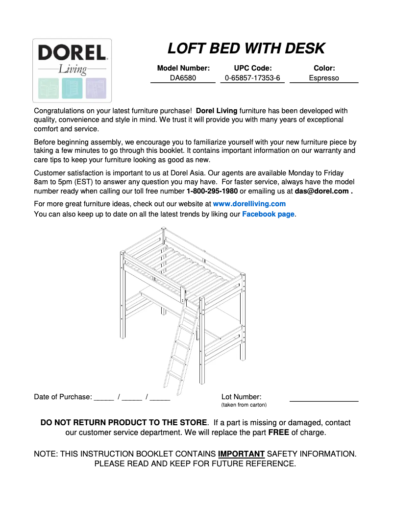 Page n°1 - Manuel utilisateur Dorel DA6580