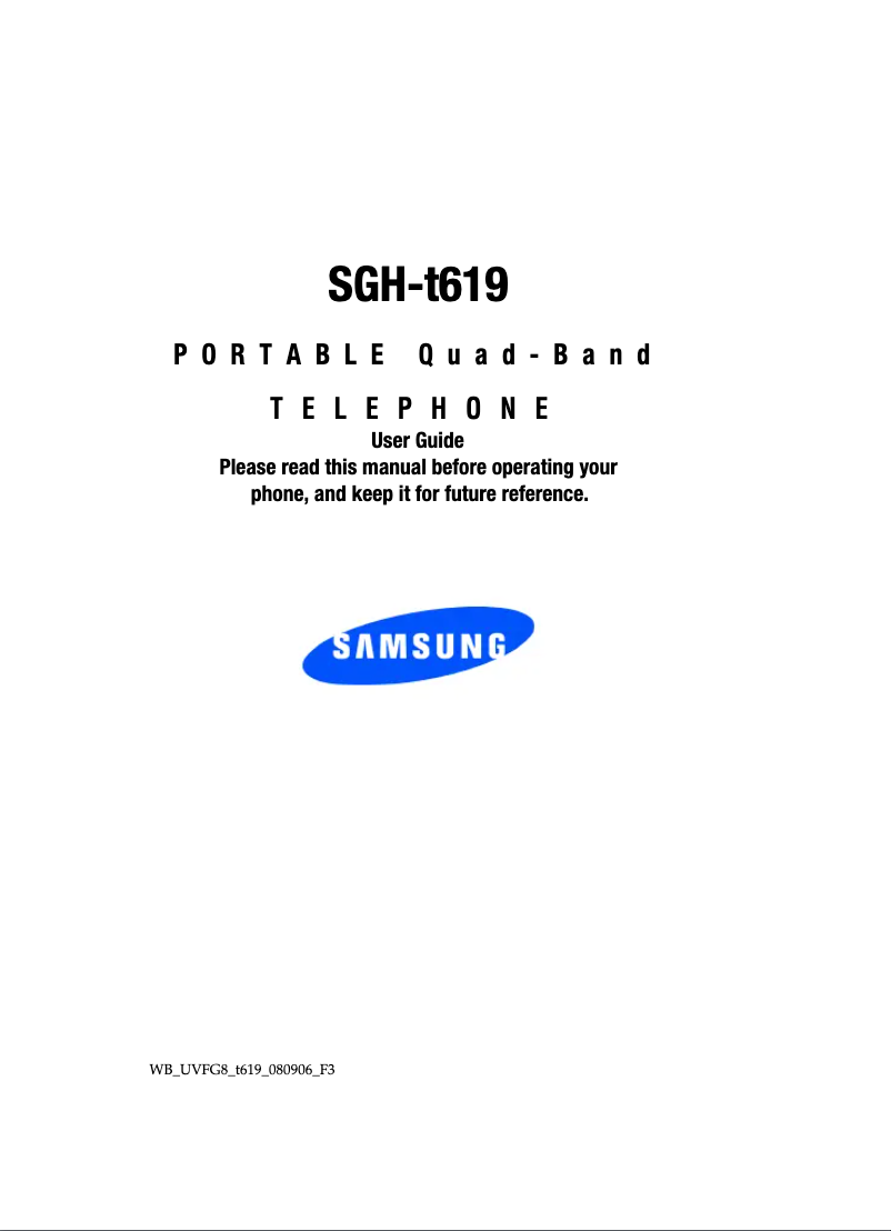 Page n°1 - Manuel utilisateur Samsung SGH-T619