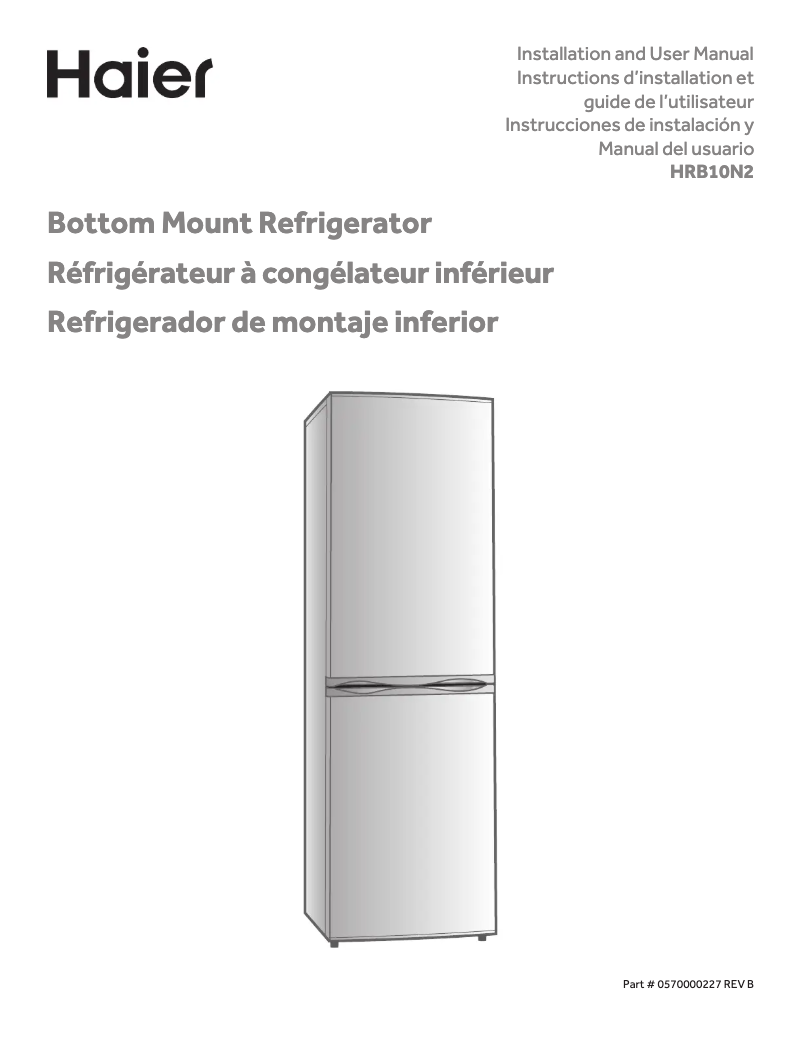 Page n°1 - Manuel d'utilisation et d'entretien Haier HRB10N2