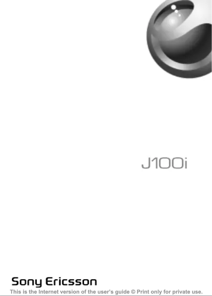 Page n°1 - Manuel utilisateur Sony Ericsson J100i
