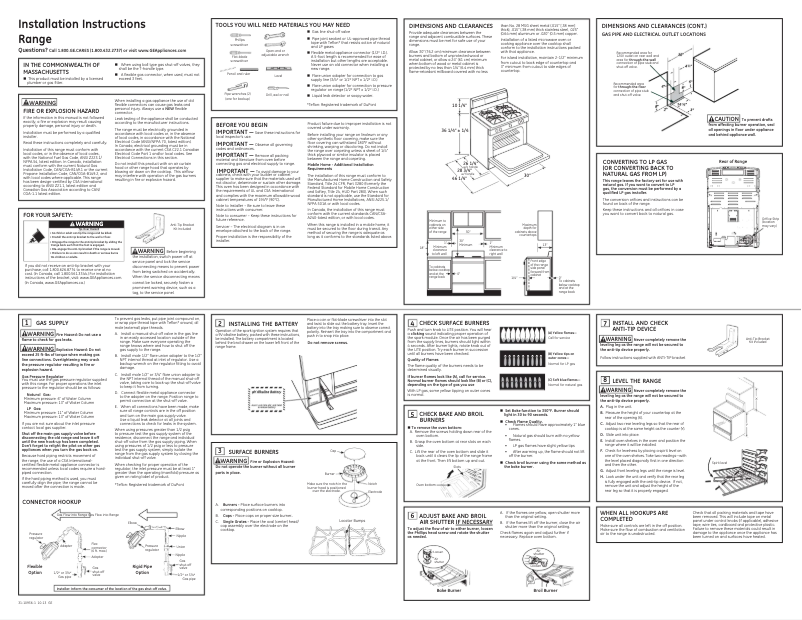 Page n°1 - Guide d'installation GE JGBS14PCFWW