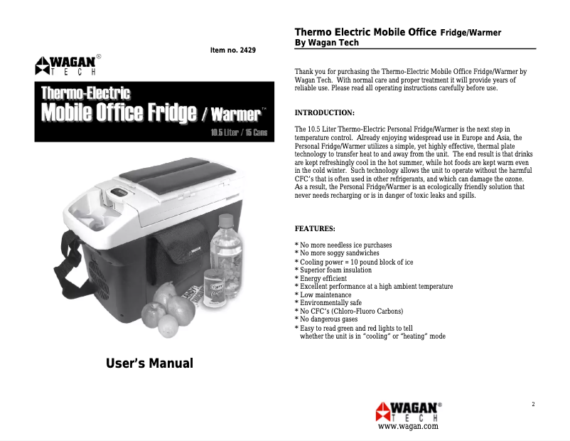 Página 1 del manual Manual de usuario WAGAN 2429