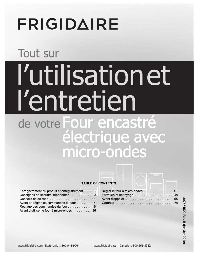 Page 1 de la notice Manuel utilisateur Frigidaire FGMC3066UD