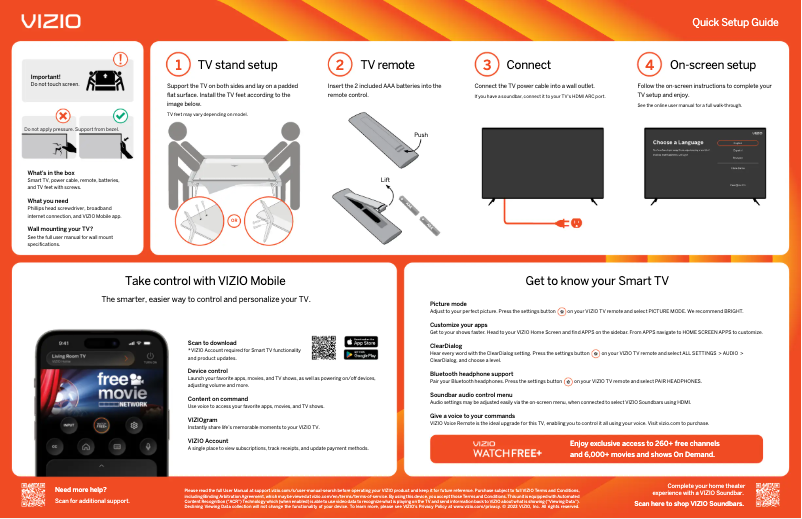 Page 1 de la notice Guide de démarrage rapide VIZIO VFD43M-0804