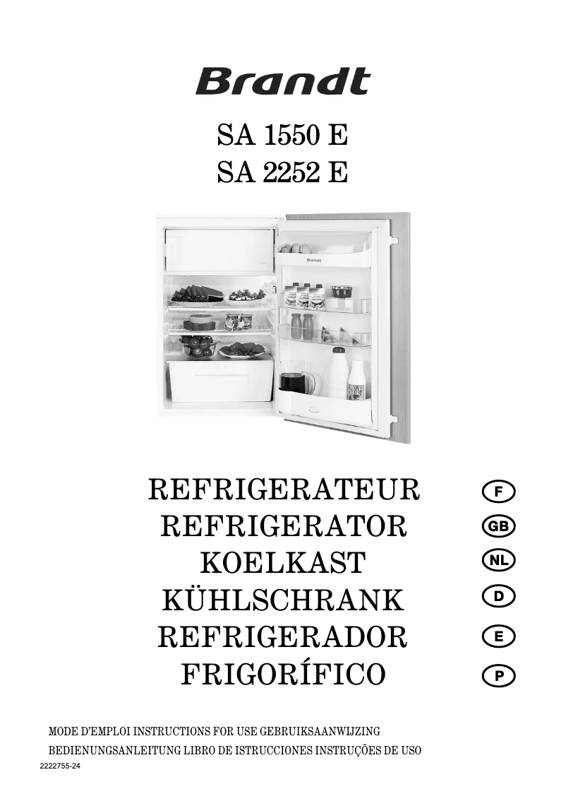 Página 1 del manual Manual de usuario Brandt SA2252E