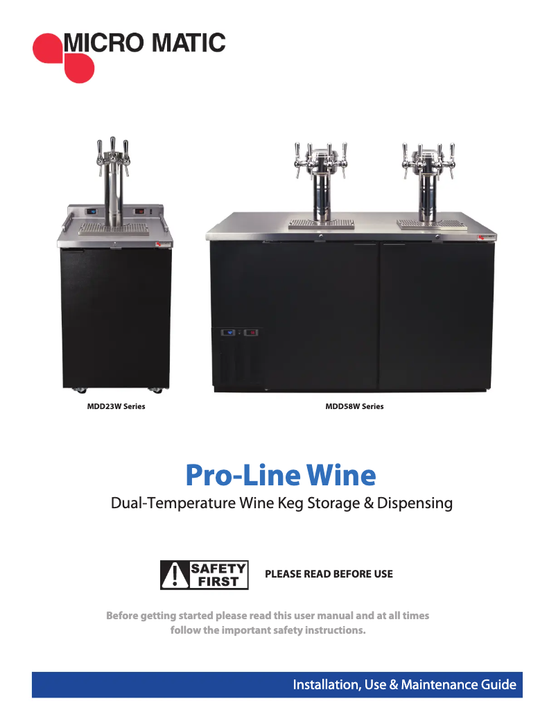 Página 1 del manual Manual de uso y mantenimiento Micro Matic MDD36W-E