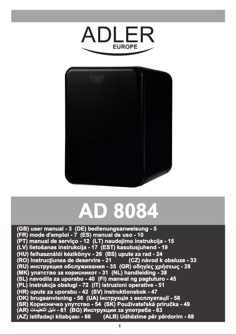 Page n°1 - Manuel utilisateur Adler AD 8084