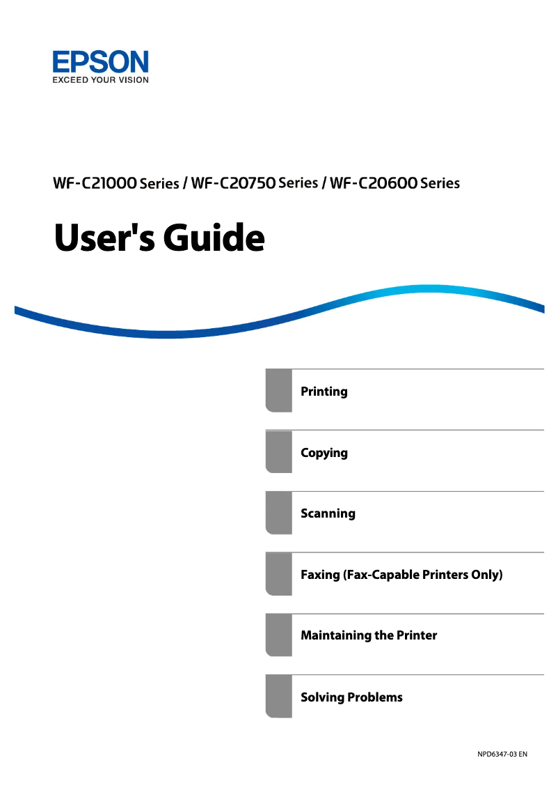 Page 1 de la notice Manuel utilisateur Epson WorkForce WF-C21000