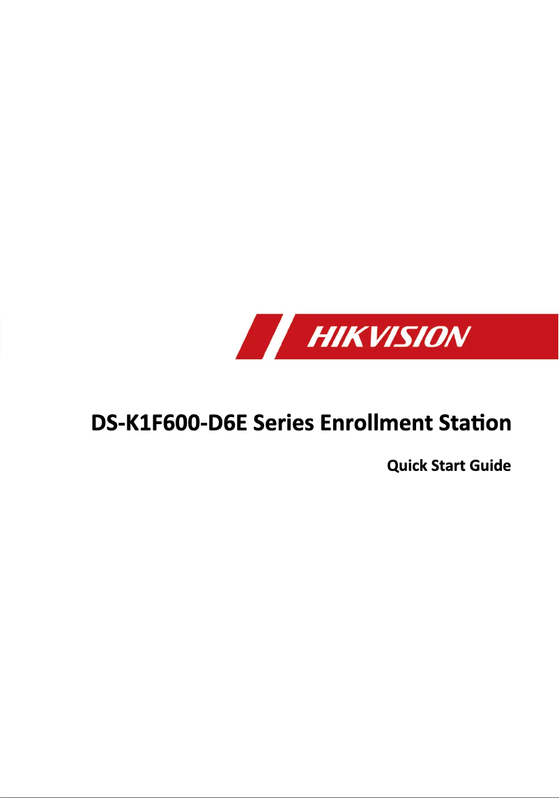 Page n°1 - Guide de démarrage rapide Hikvision DS-K1F600-D6E-F