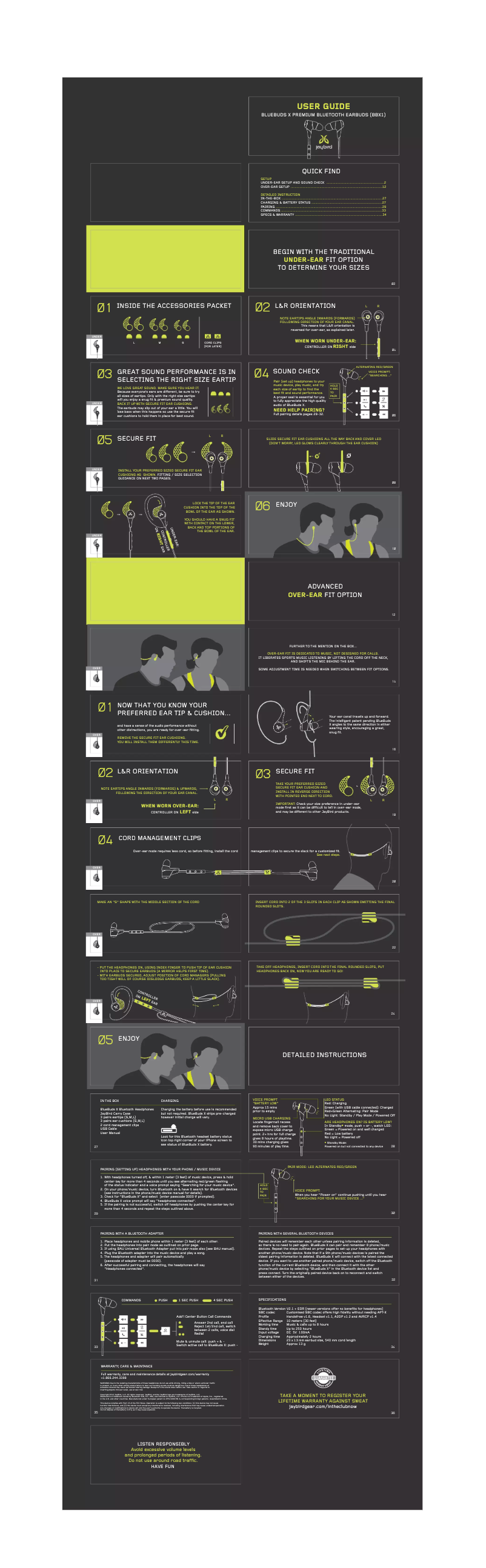 Imagen de la primera página del manual del dispositivo Bluebuds X