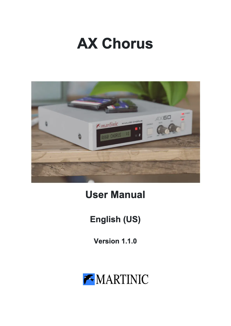 Page 1 de la notice Manuel utilisateur MARTINIC AX Chorus