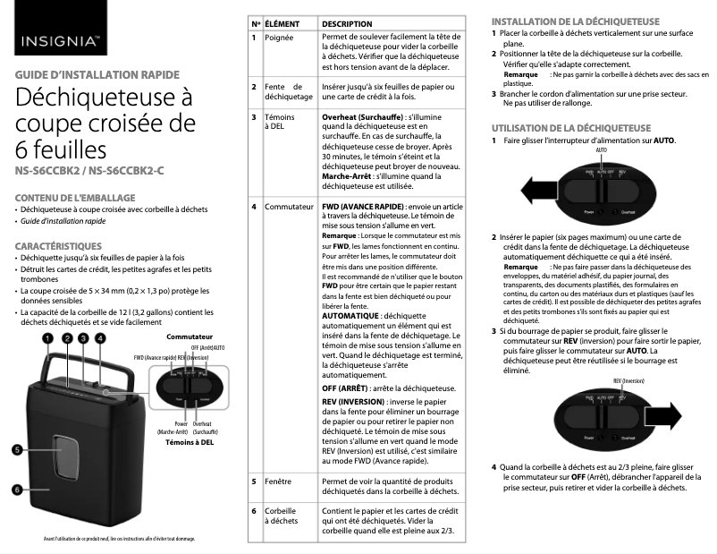 Image de la première page du manuel de l'appareil NS-S6CCBK2