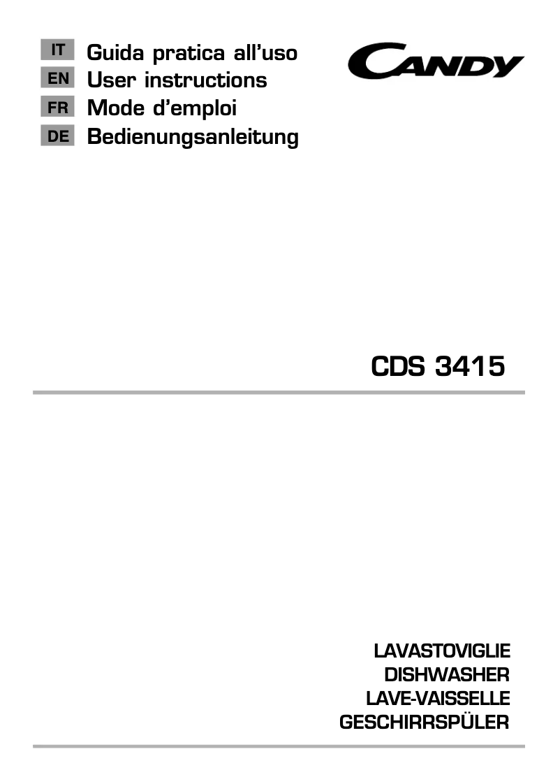 Page n°1 - Manuel utilisateur Candy CDS 3415X RC
