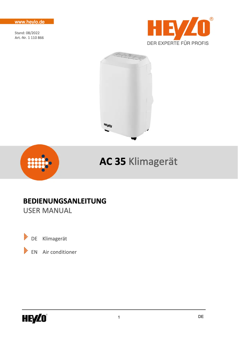 Page n°1 - Manuel utilisateur Heylo AC 35