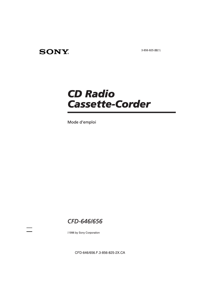 Page n°1 - Manuel utilisateur Sony CFD-656