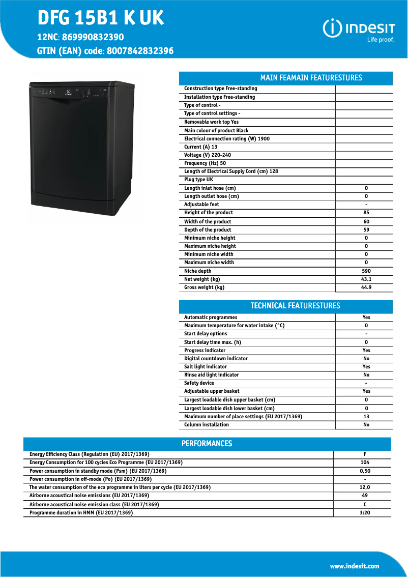 Image de la première page du manuel de l'appareil DFG 15B1 K UK